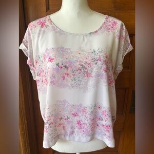 Attention Floral Print Women's Top - Pink and White